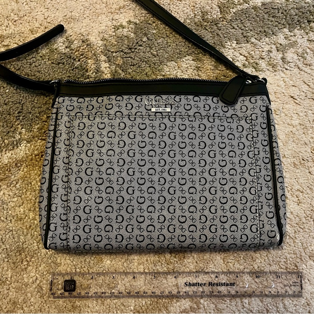 Guess Monogram Crossbody Bag in Gray and Black